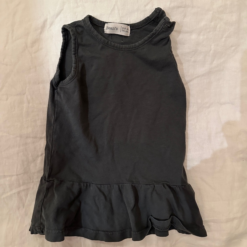 Bean’s Barcelona Black Tank Top with Fitted Design and peplum cute ruffle bottom